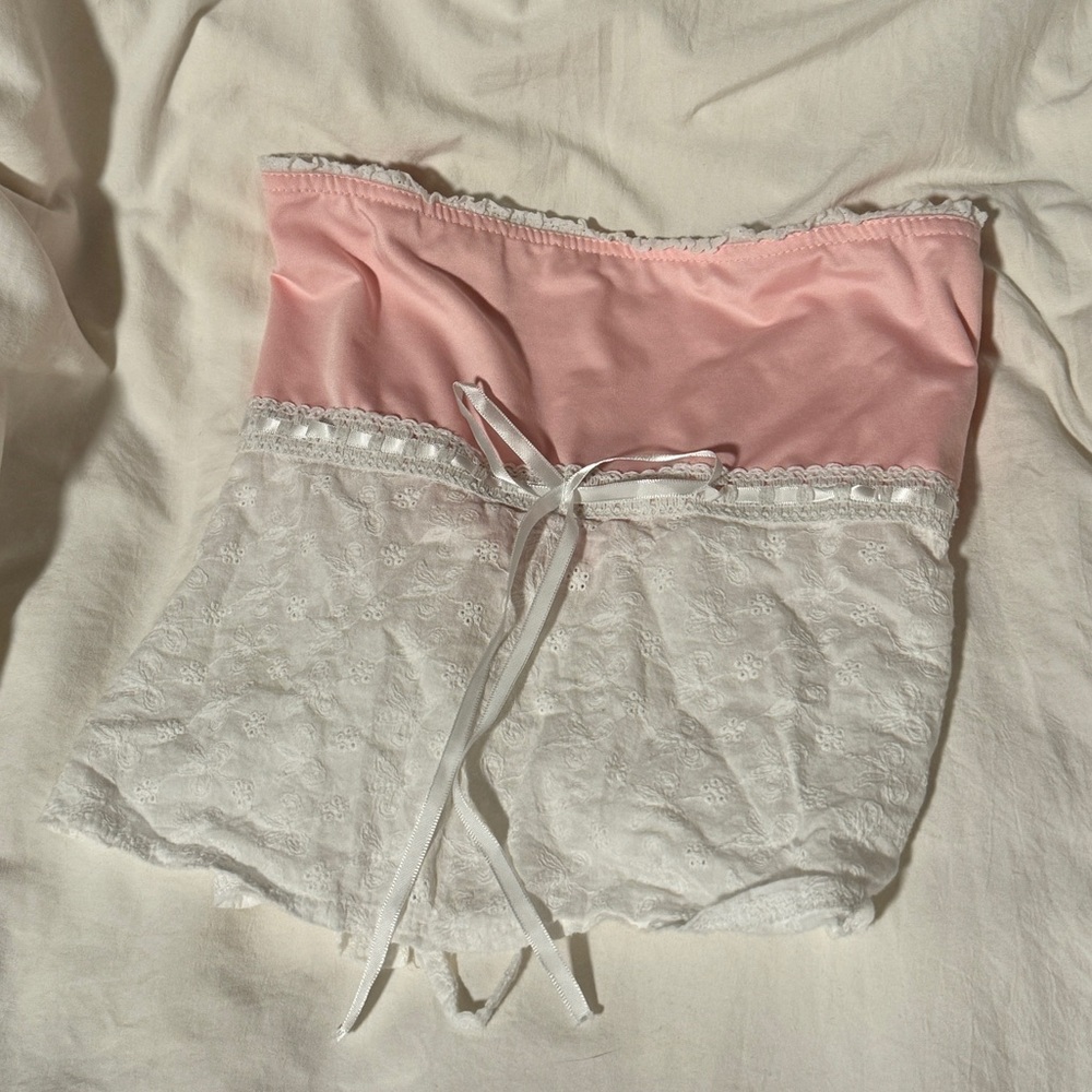 Pink lace tube top
